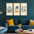 kotart - Traditional Indian Art Pichwai Wall Décor Paintings | Painting for wall Decoration | Madhubani Art Painting with Frame for Living Room set of 3 (10X19 INCH, I)